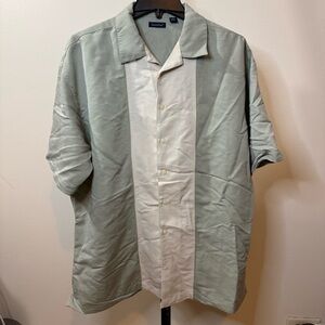 River Ends Light Green and White Shirt Jacket